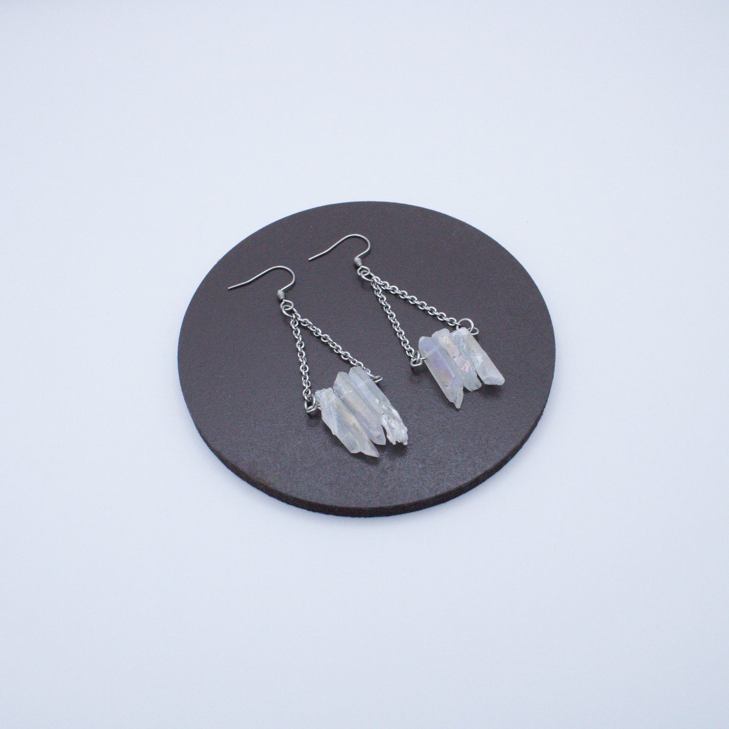 Boucles d'oreilles en cristal de roche brut