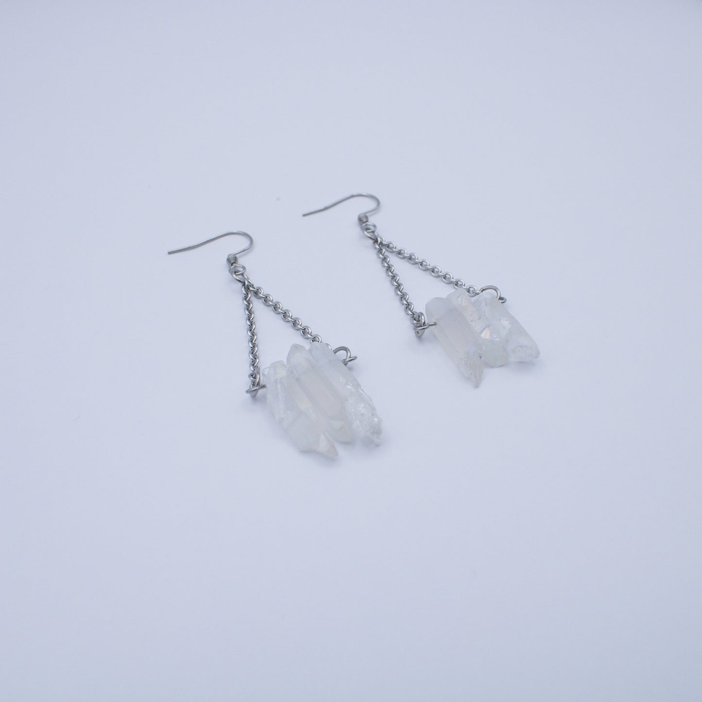 Boucles d'oreilles en cristal de roche brut