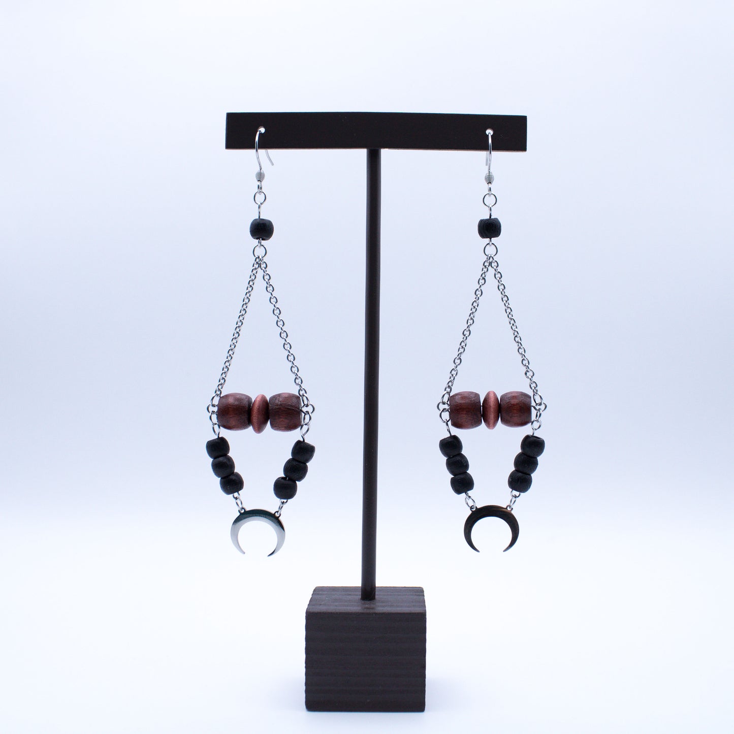 Boucles d'oreilles lunaires en bois