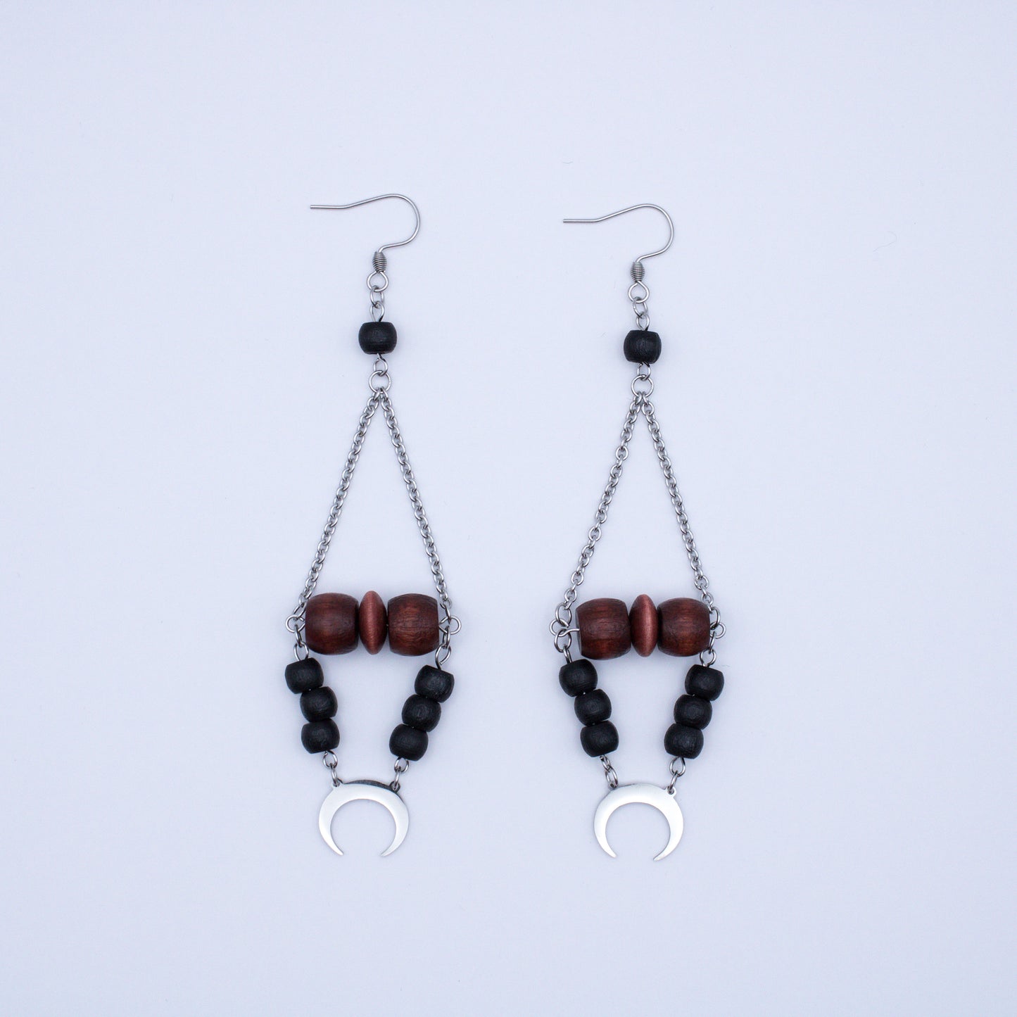 Boucles d'oreilles lunaires en bois