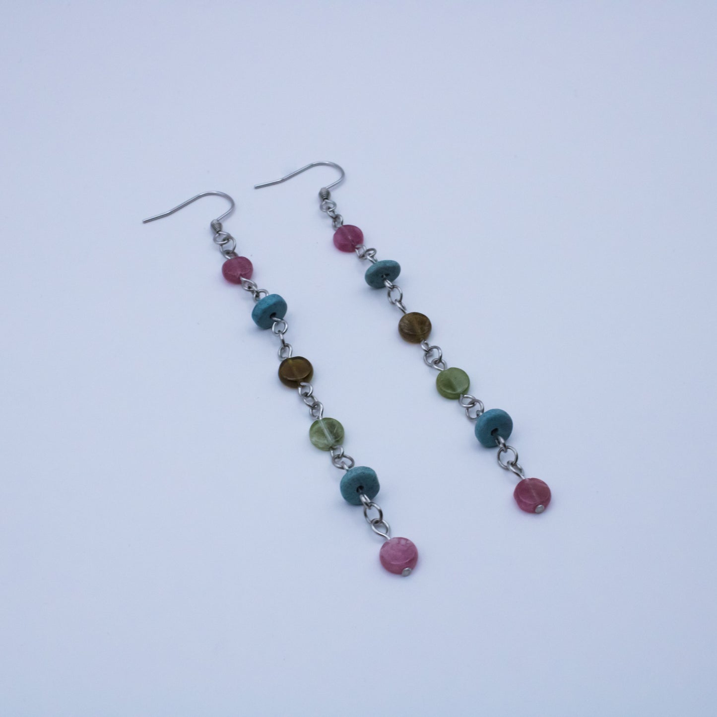 Boucles d'oreilles perles tourmaline multicolore