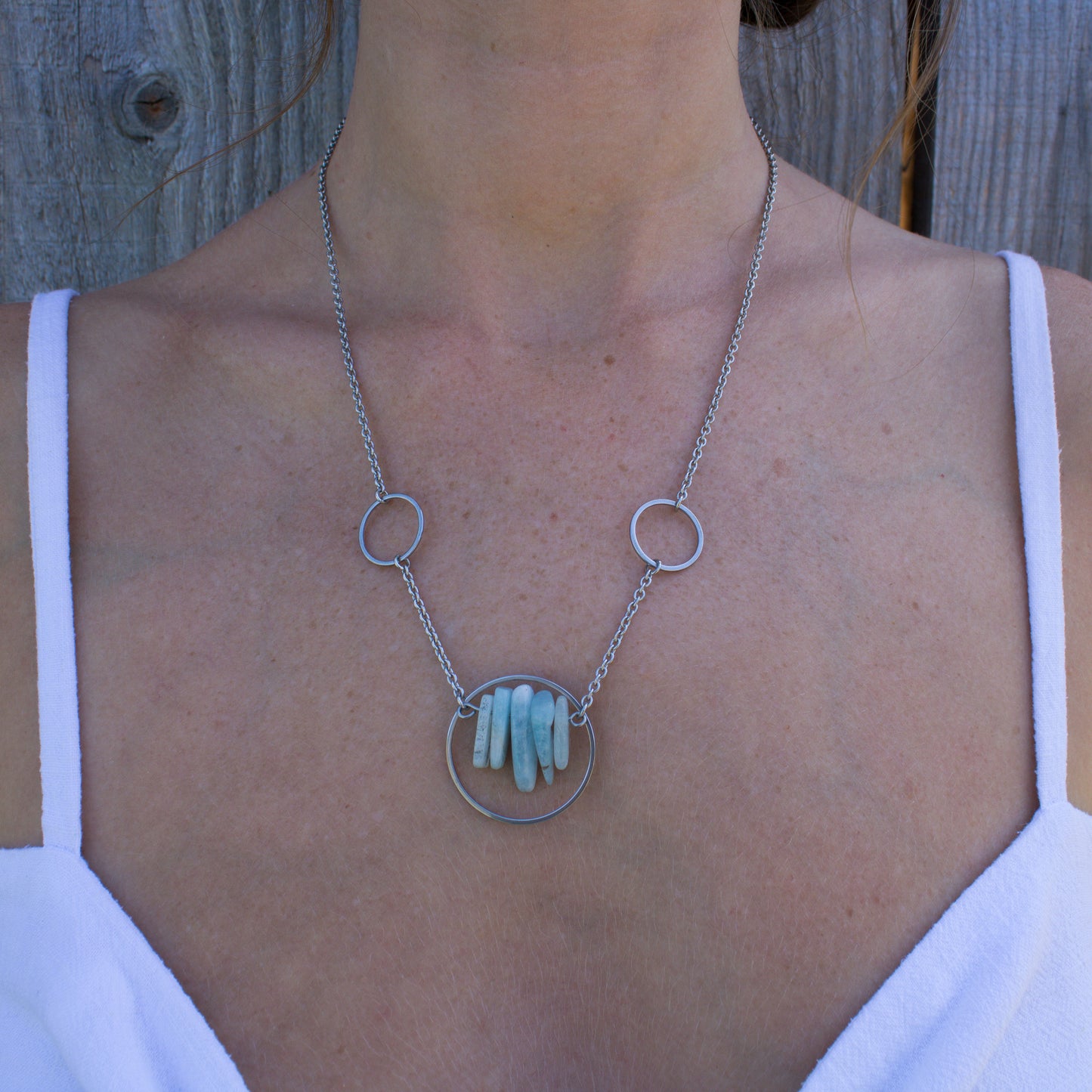 Collier constellation en aigue marine
