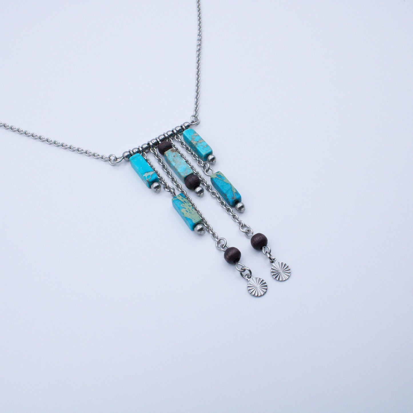 Collier tubes en régalite turquoise