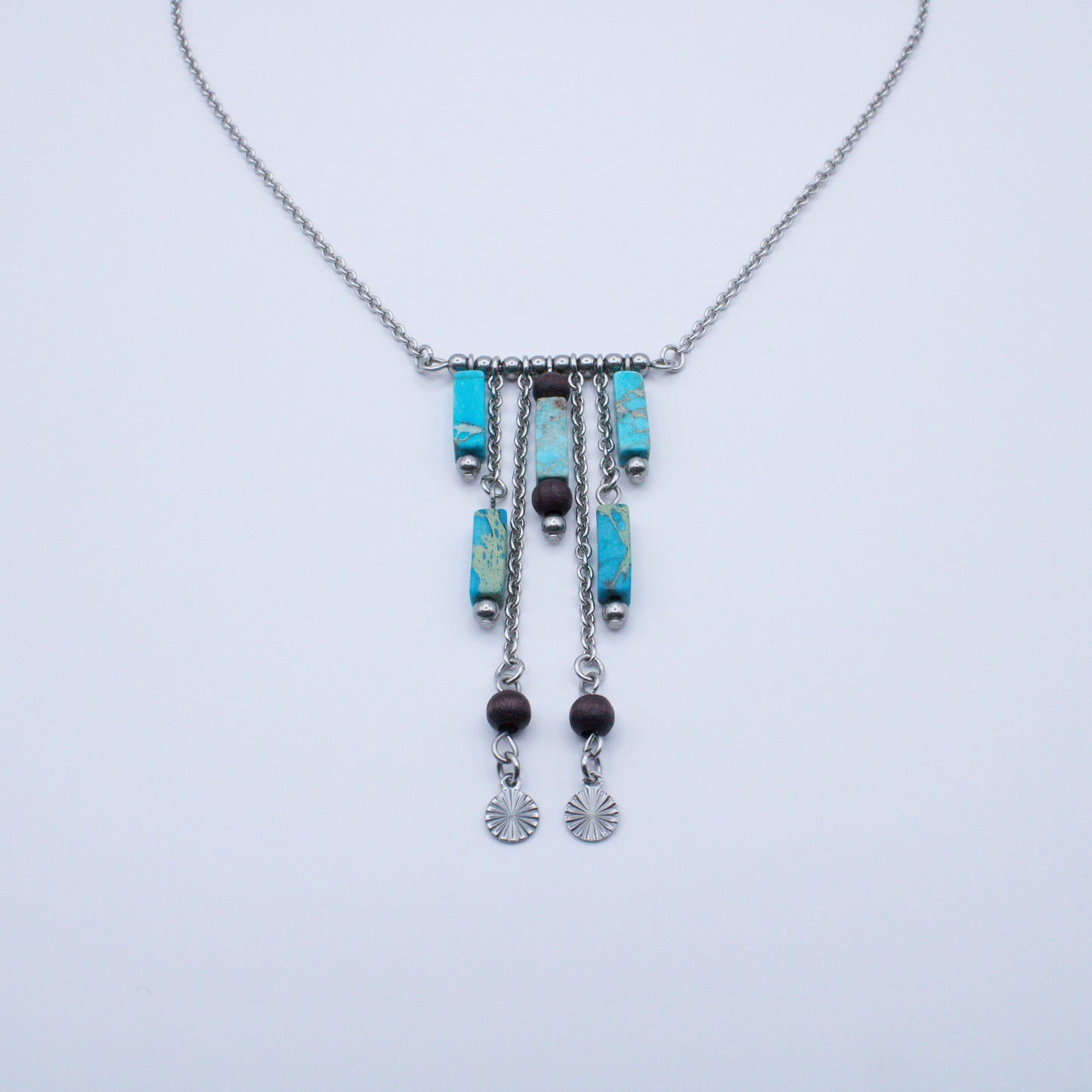 Collier tubes en régalite turquoise