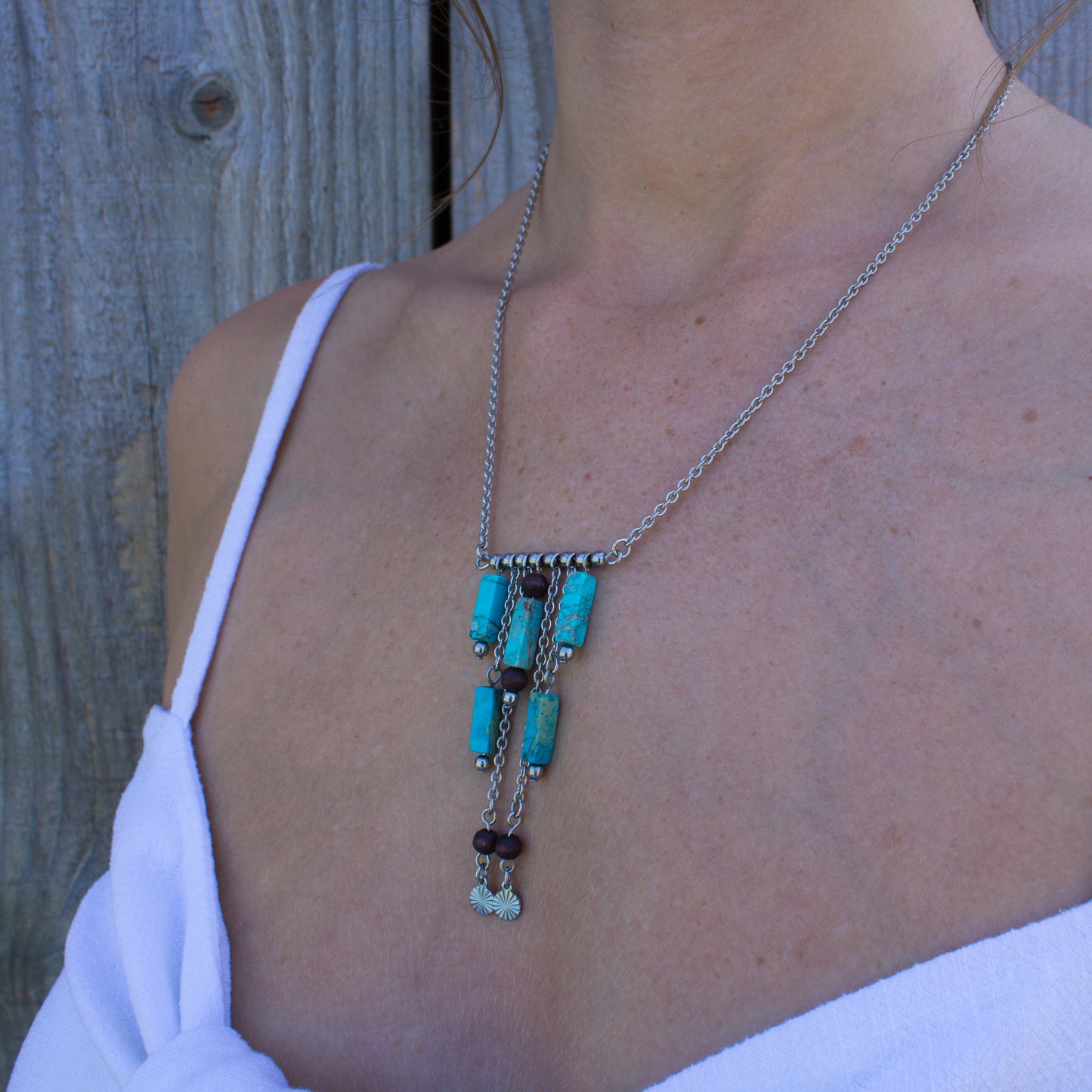 Collier tubes en régalite turquoise