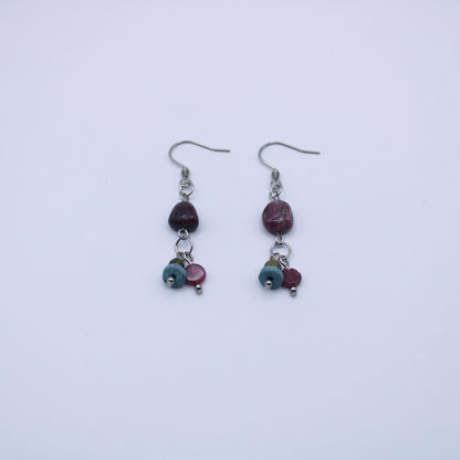 Boucles d'oreilles en tourmaline multicolore - Collection Eclosion