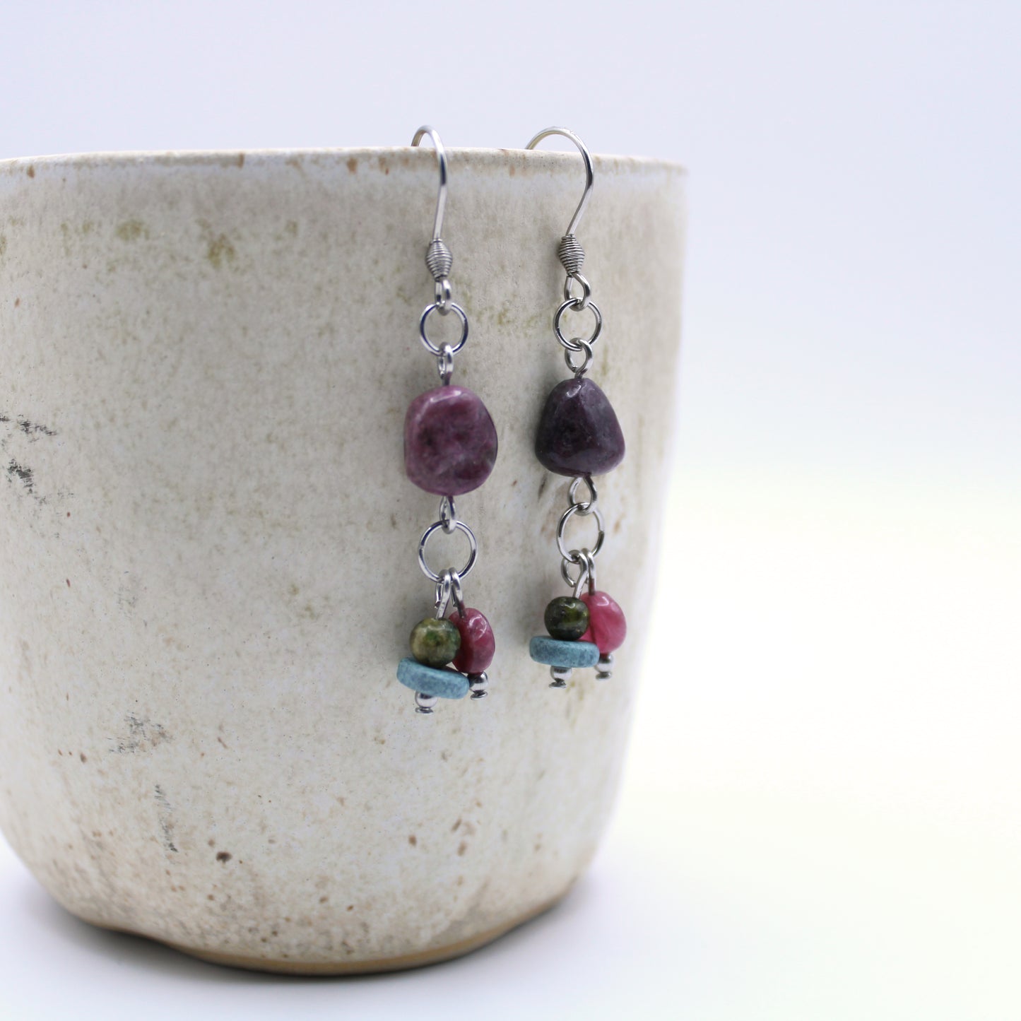 Boucles d'oreilles en tourmaline multicolore - Collection Eclosion