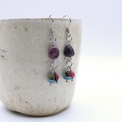 Boucles d'oreilles en tourmaline multicolore - Collection Eclosion