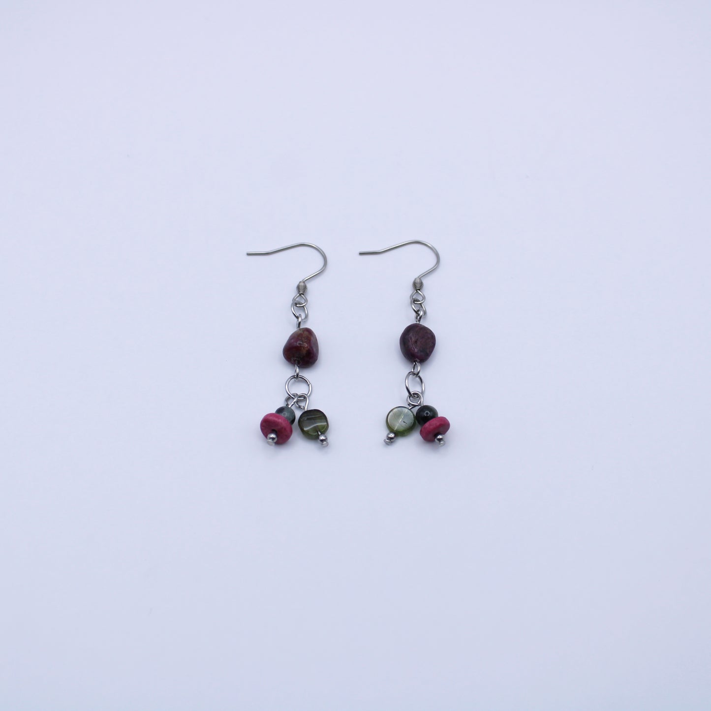 Boucles d'oreilles en tourmaline multicolore - Collection Eclosion
