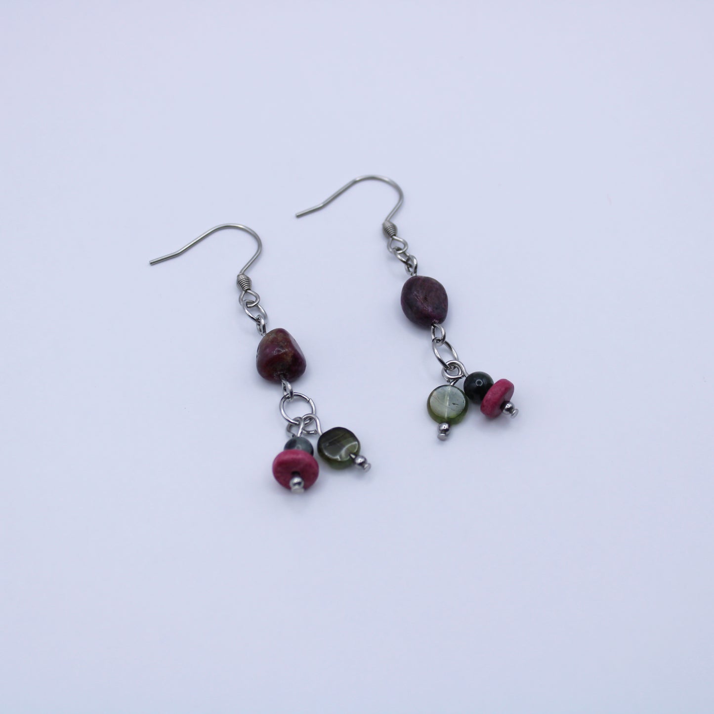 Boucles d'oreilles en tourmaline multicolore - Collection Eclosion