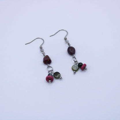 Boucles d'oreilles en tourmaline multicolore - Collection Eclosion