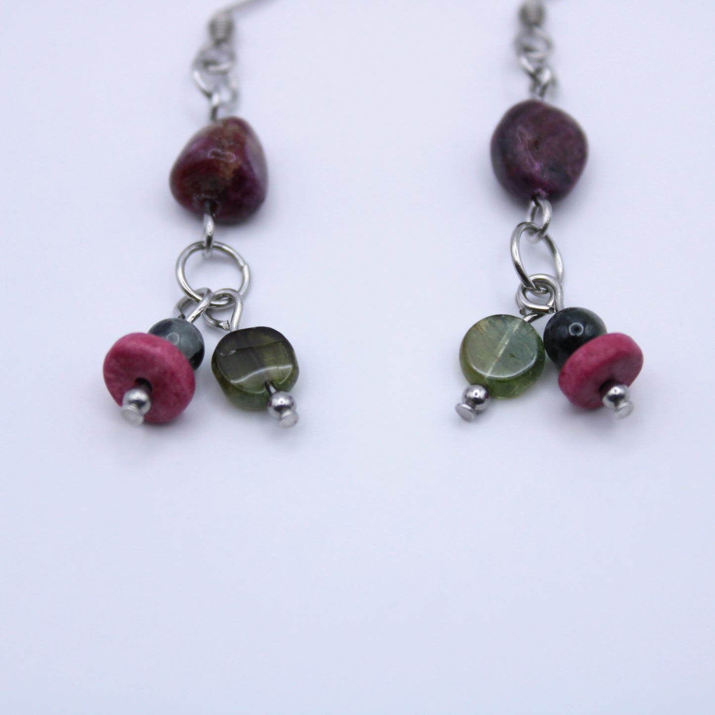 Boucles d'oreilles en tourmaline multicolore - Collection Eclosion