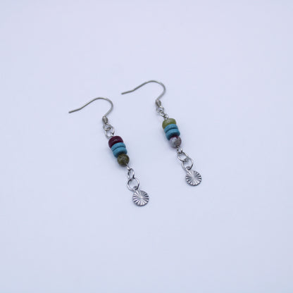 Boucles d'oreilles en tourmaline multicolore - Collection Eclosion