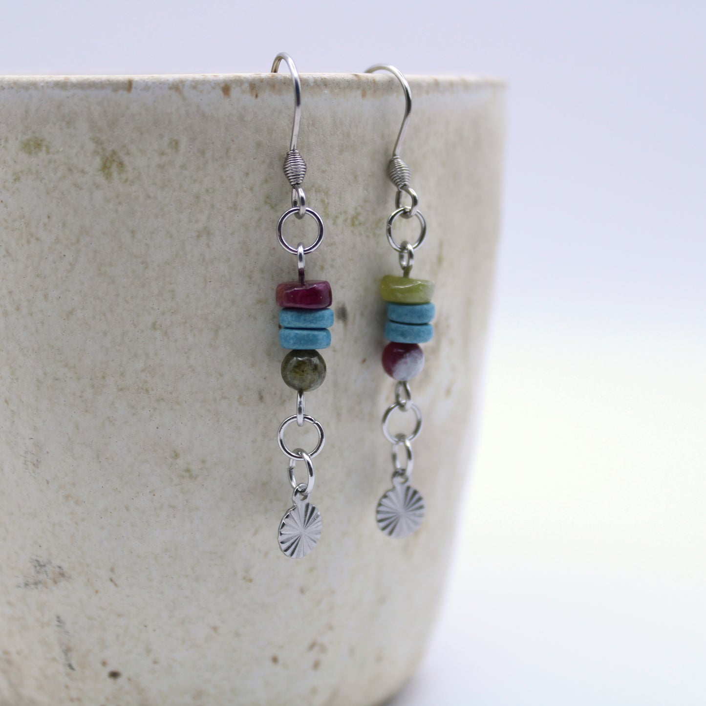 Boucles d'oreilles en tourmaline multicolore - Collection Eclosion