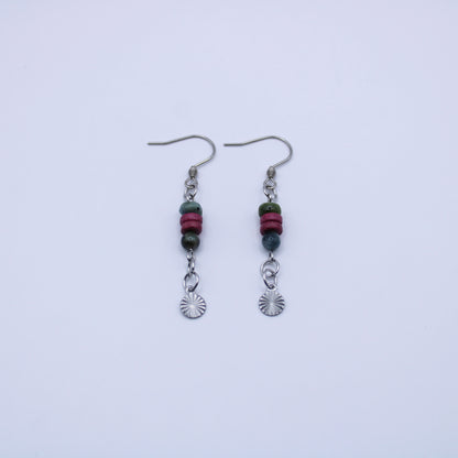 Boucles d'oreilles en tourmaline multicolore - Collection Eclosion