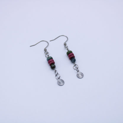 Boucles d'oreilles en tourmaline multicolore - Collection Eclosion