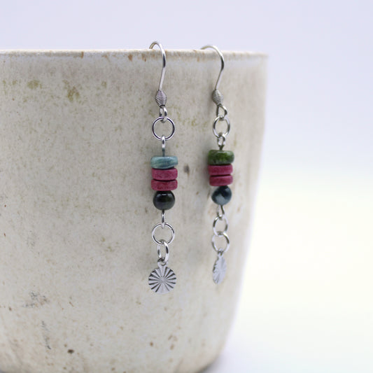 Boucles d'oreilles en tourmaline multicolore - Collection Eclosion