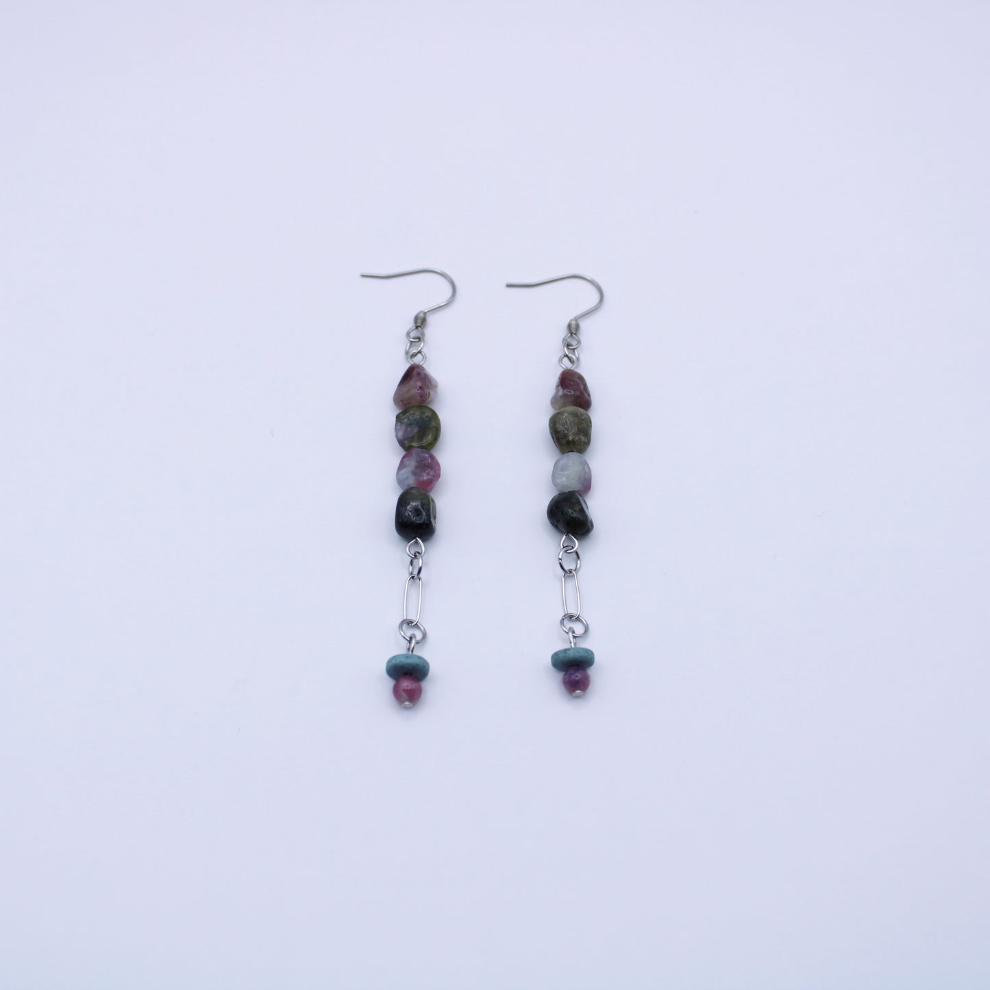 Boucles d'oreilles en tourmaline multicolore - Collection Eclosion