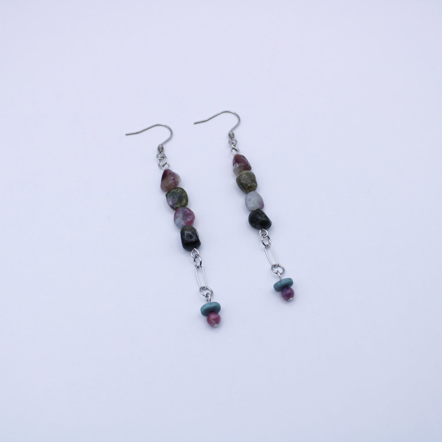 Boucles d'oreilles en tourmaline multicolore - Collection Eclosion