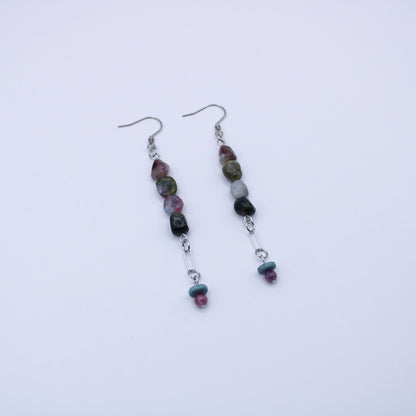 Boucles d'oreilles en tourmaline multicolore - Collection Eclosion