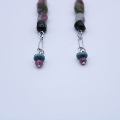 Boucles d'oreilles en tourmaline multicolore - Collection Eclosion