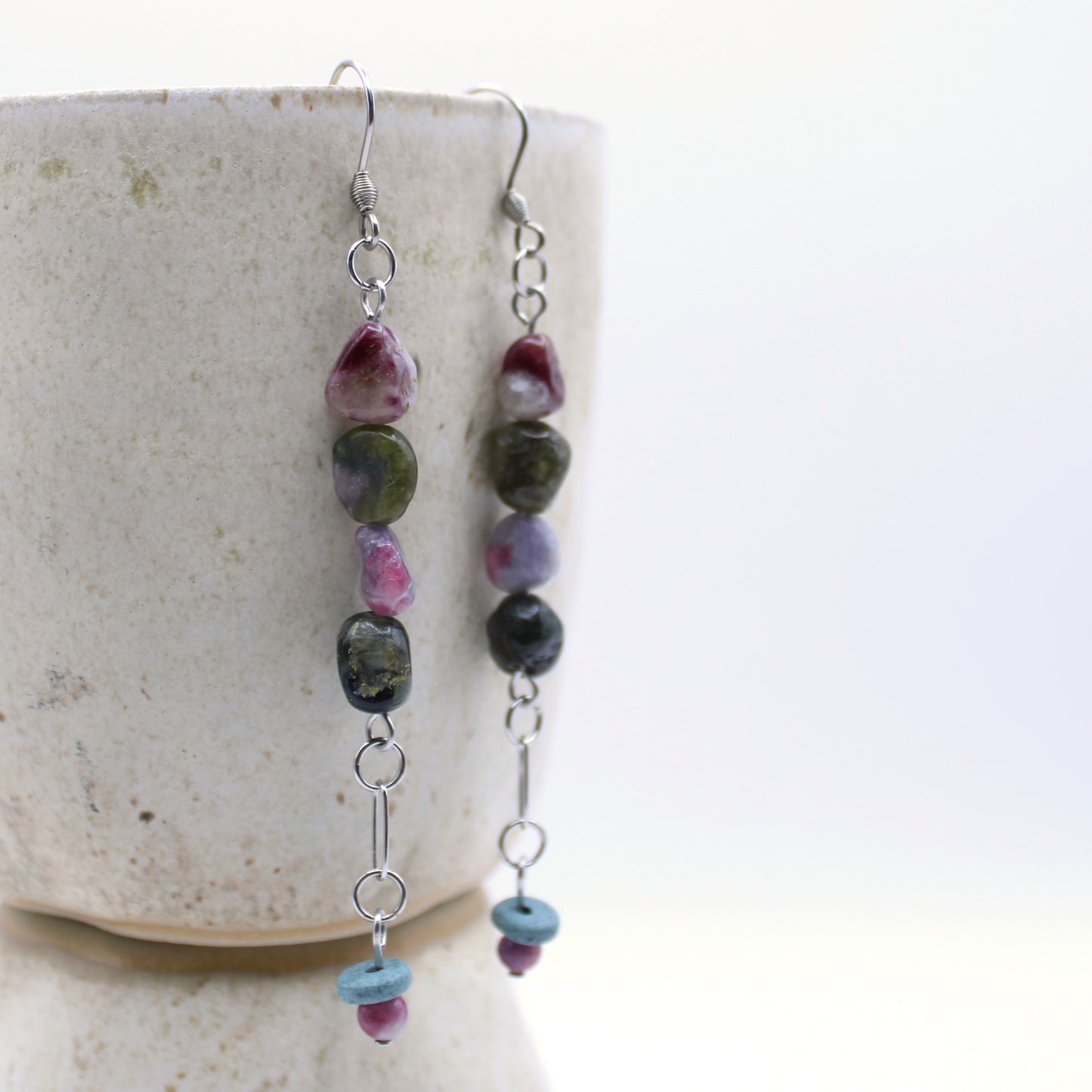 Boucles d'oreilles en tourmaline multicolore - Collection Eclosion