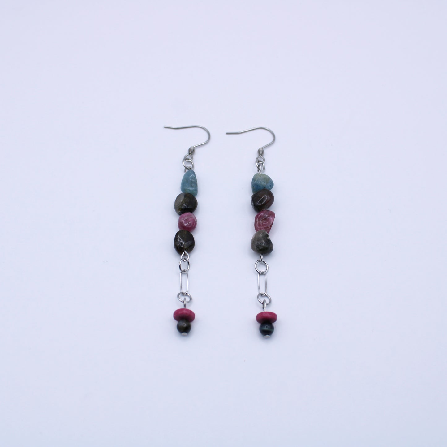 Boucles d'oreilles en tourmaline multicolore - Collection Eclosion