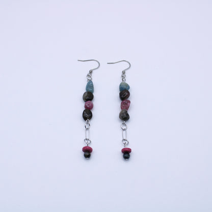 Boucles d'oreilles en tourmaline multicolore - Collection Eclosion