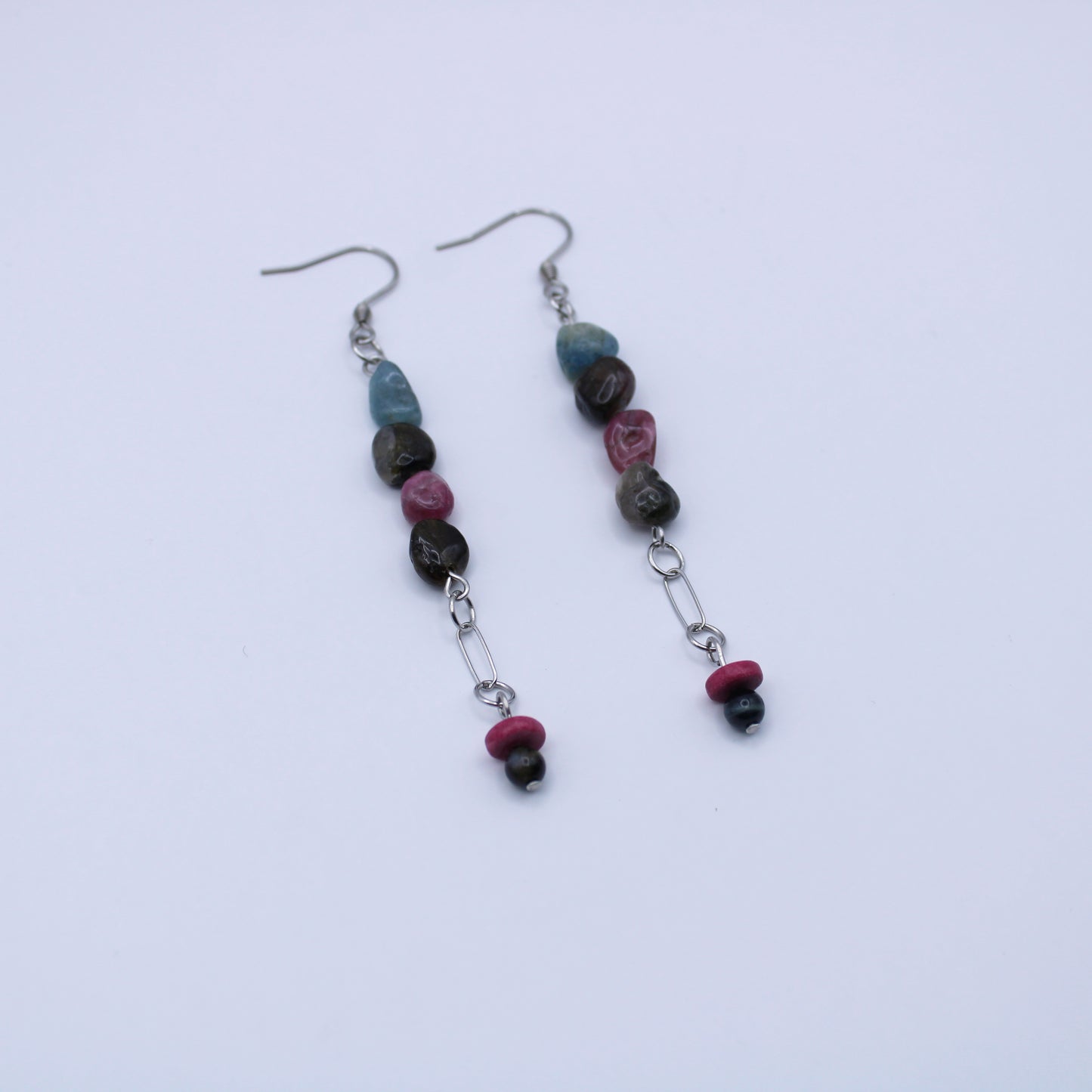 Boucles d'oreilles en tourmaline multicolore - Collection Eclosion