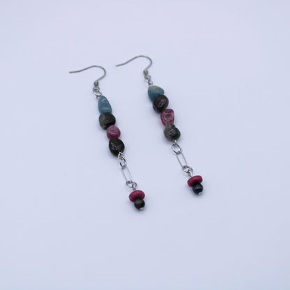 Boucles d'oreilles en tourmaline multicolore - Collection Eclosion