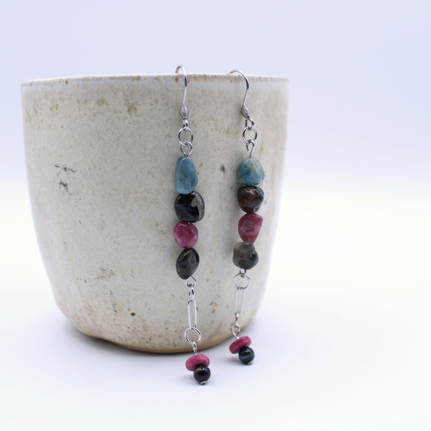 Boucles d'oreilles en tourmaline multicolore - Collection Eclosion