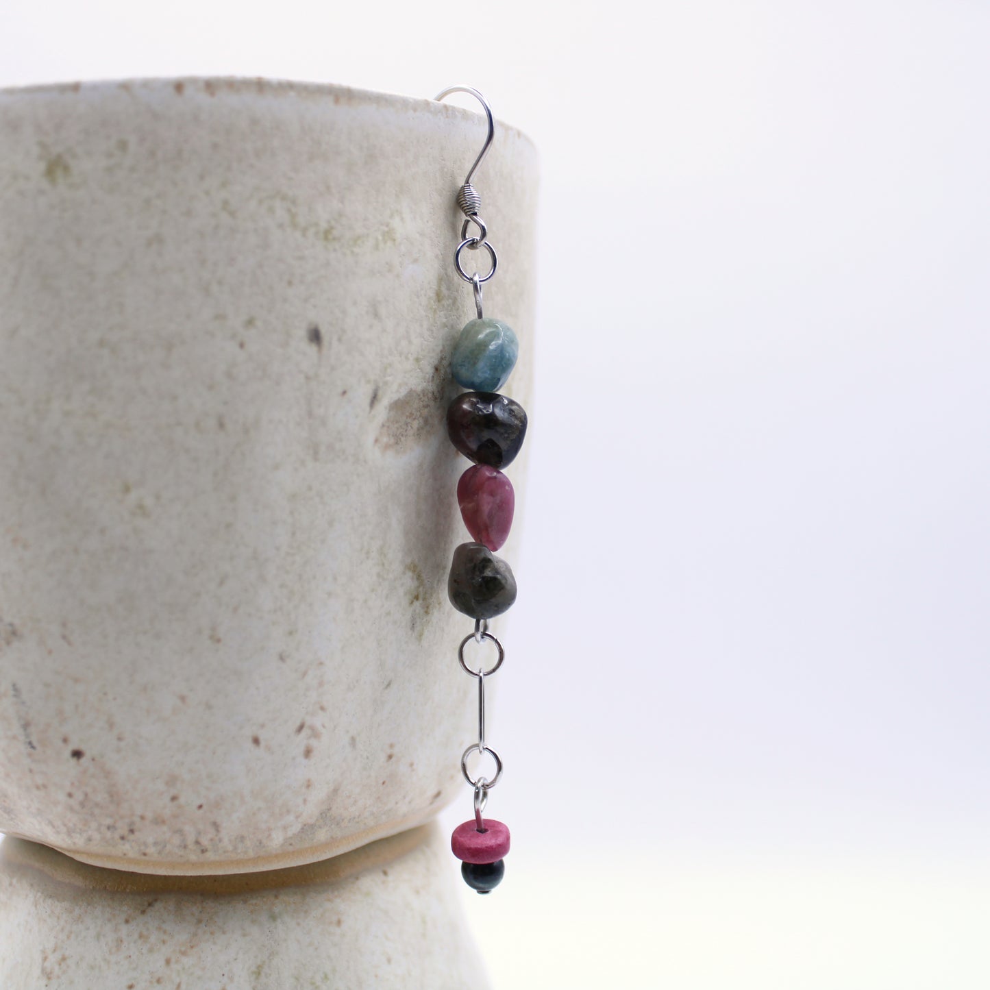 Boucles d'oreilles en tourmaline multicolore - Collection Eclosion