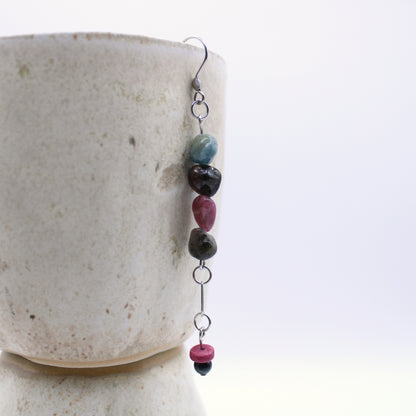 Boucles d'oreilles en tourmaline multicolore - Collection Eclosion