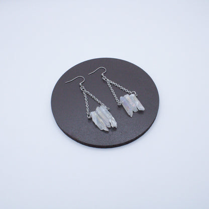 Boucles d'oreilles en cristal de roche brut