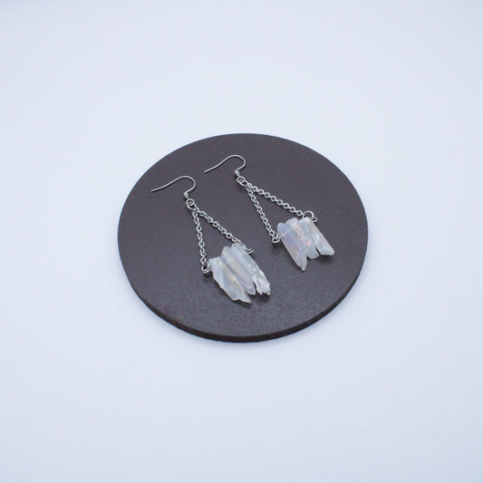 Boucles d'oreilles en cristal de roche brut