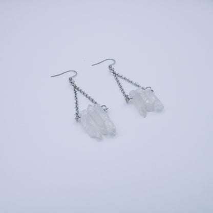 Boucles d'oreilles en cristal de roche brut