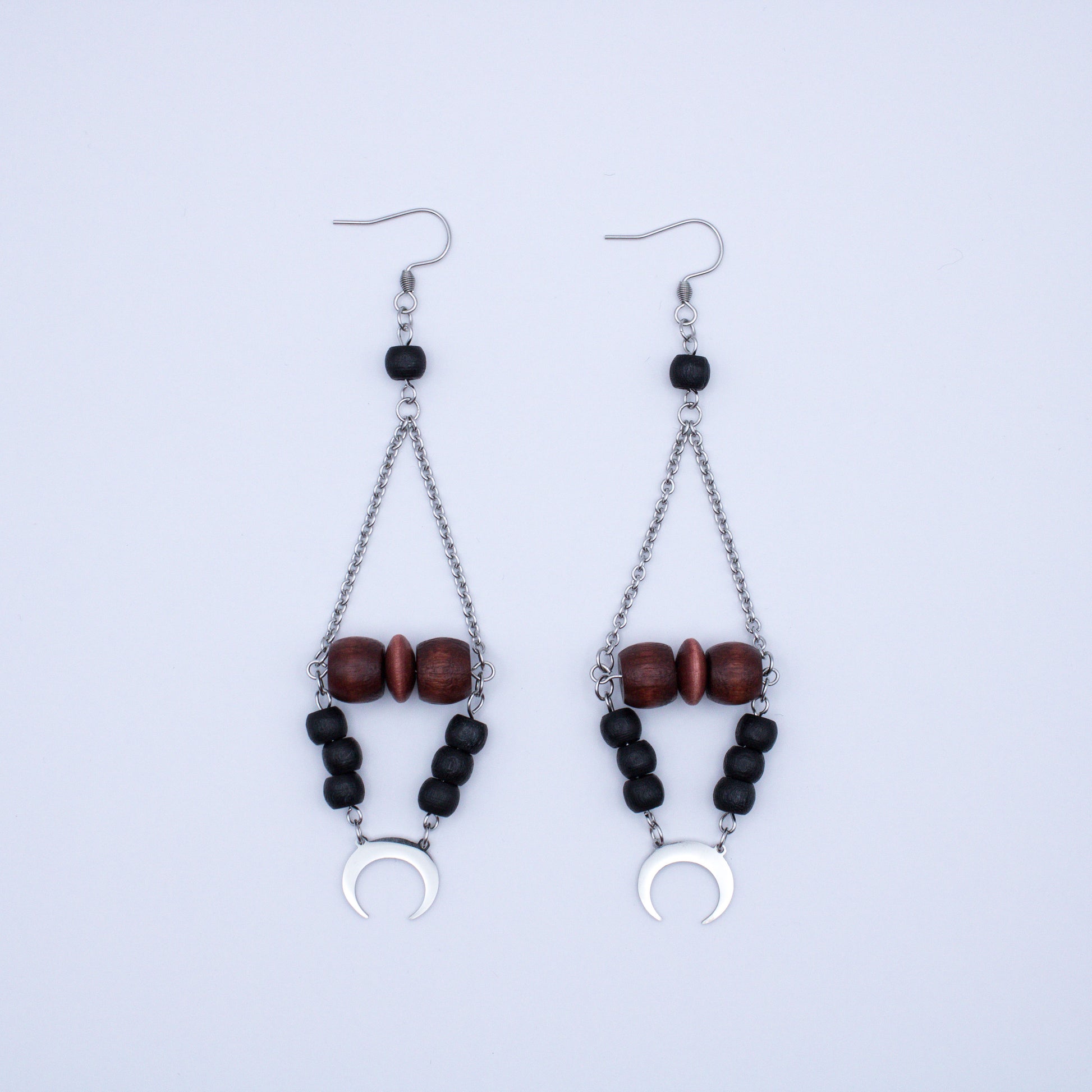 Boucles d'oreilles lunaires en bois