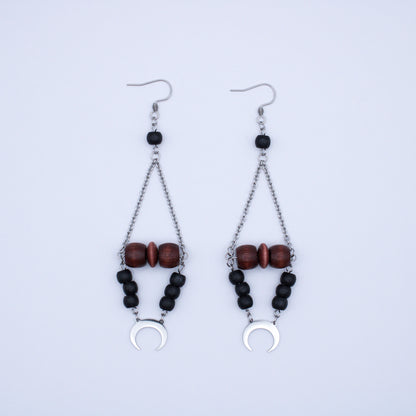 Boucles d'oreilles lunaires en bois