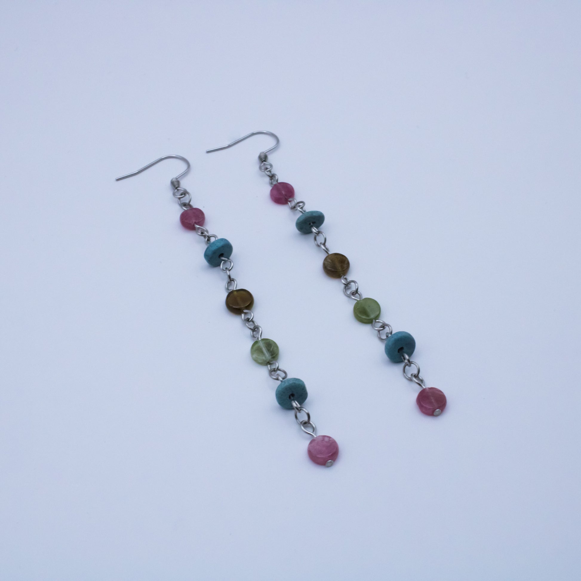 Boucles d'oreilles perles tourmaline multicolore