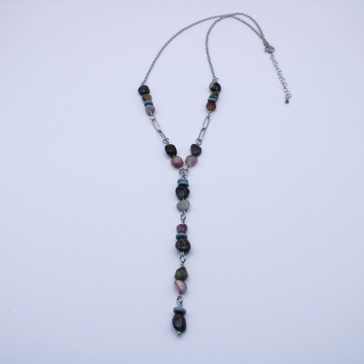 Collier Y en tourmaline multicolore - Collection Eclosion