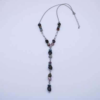 Collier Y en tourmaline multicolore - Collection Eclosion