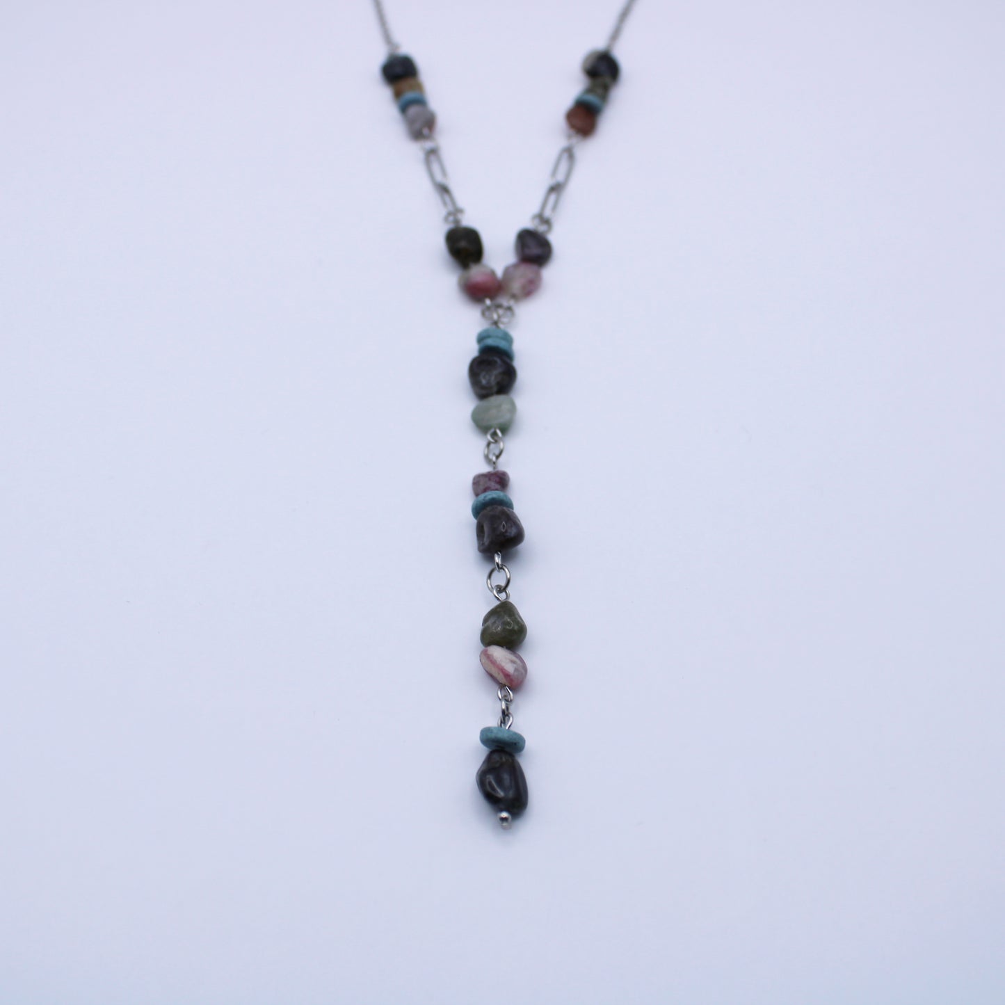 Collier Y en tourmaline multicolore - Collection Eclosion