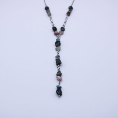 Collier Y en tourmaline multicolore - Collection Eclosion