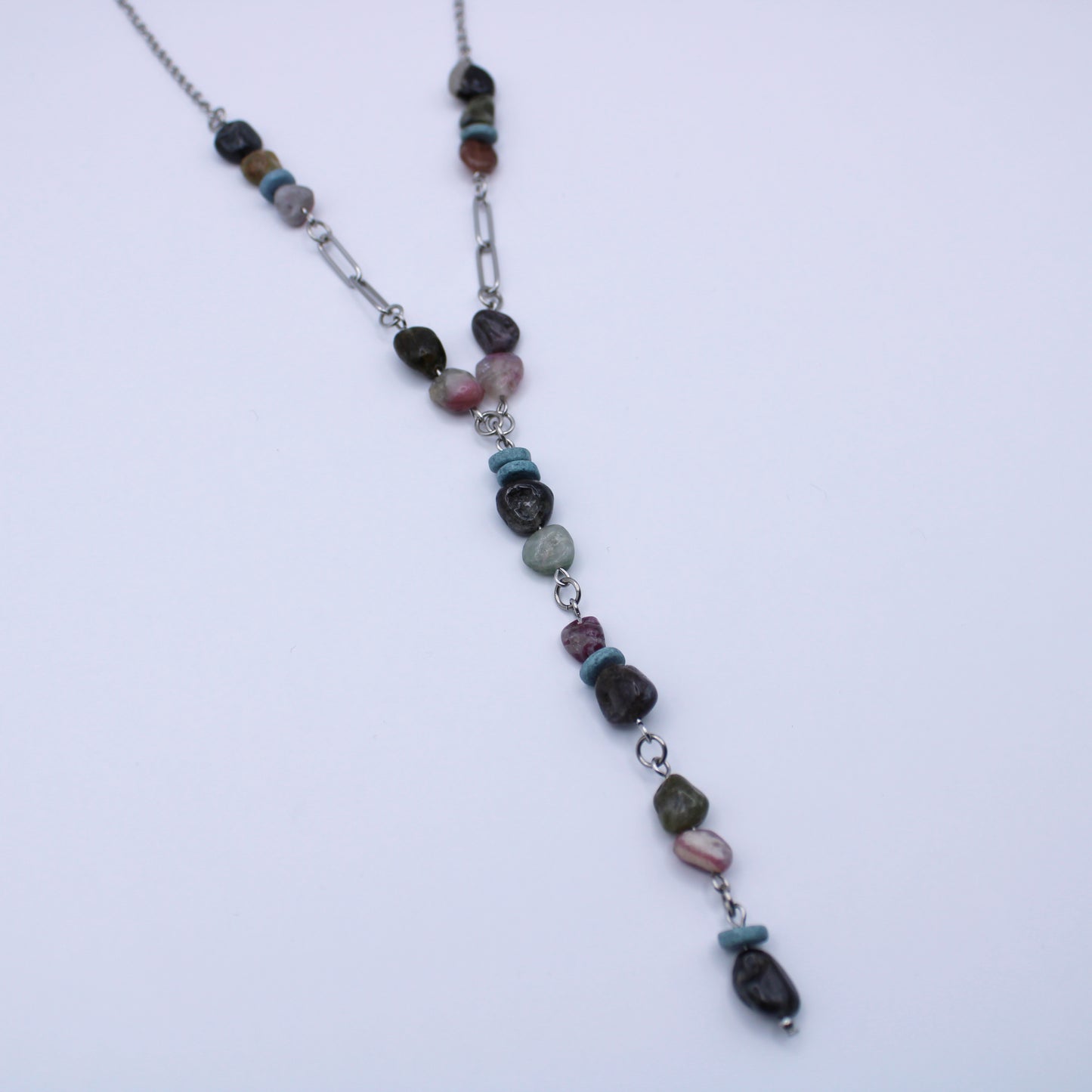 Collier Y en tourmaline multicolore - Collection Eclosion