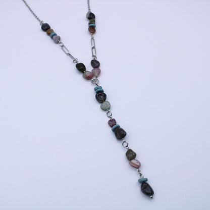Collier Y en tourmaline multicolore - Collection Eclosion