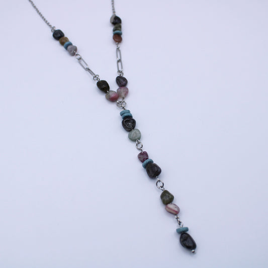 Collier Y en tourmaline multicolore - Collection Eclosion