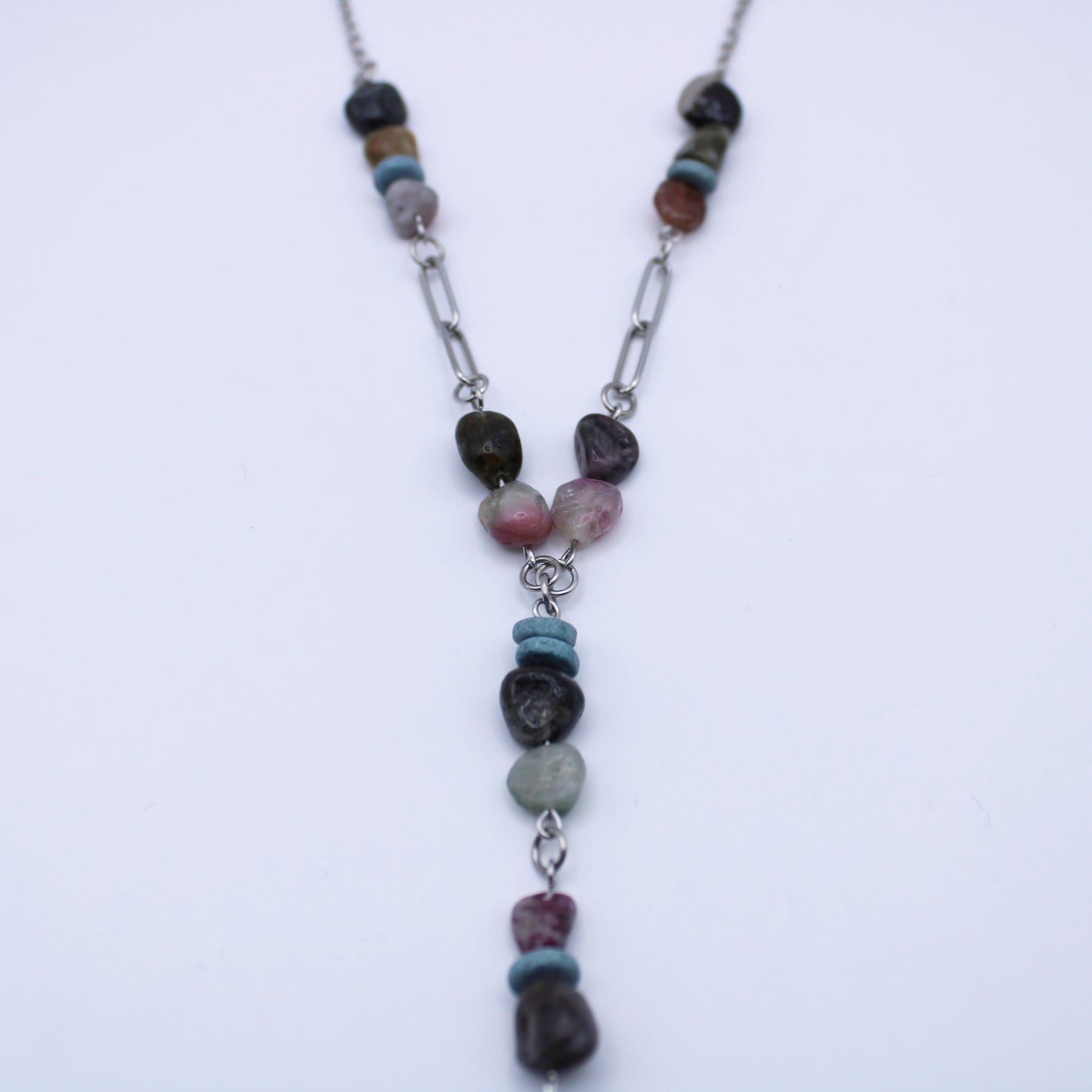 Collier Y en tourmaline multicolore - Collection Eclosion