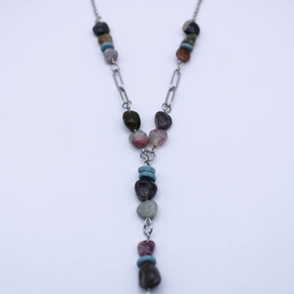 Collier Y en tourmaline multicolore - Collection Eclosion