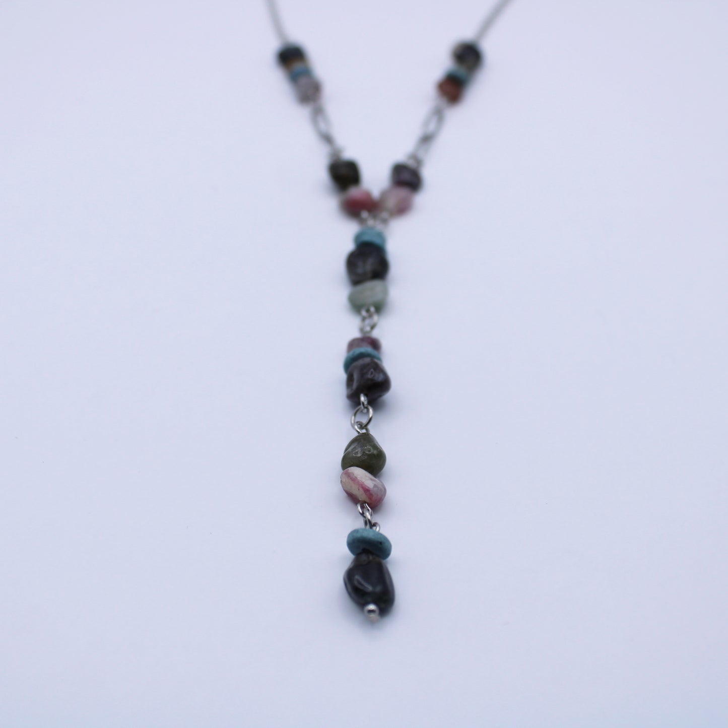 Collier Y en tourmaline multicolore - Collection Eclosion