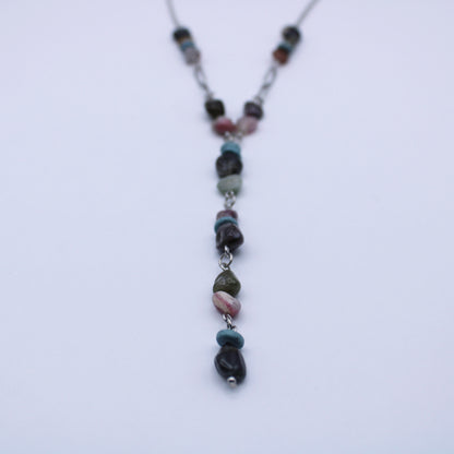 Collier Y en tourmaline multicolore - Collection Eclosion